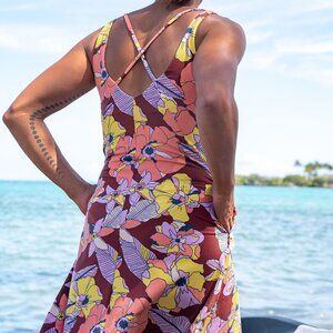 Title Nine Level Up Dress Dos Gardenias Women's Size S Floral Sundress Pockets